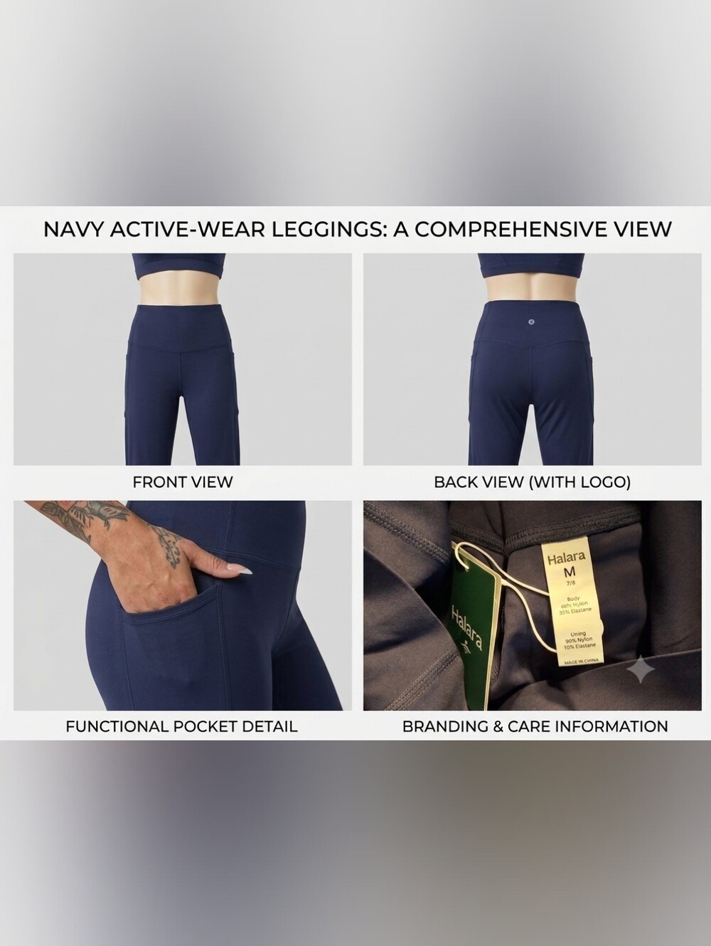 HALARA Ultrasculpt Navy High-Waist Pocket Leggings